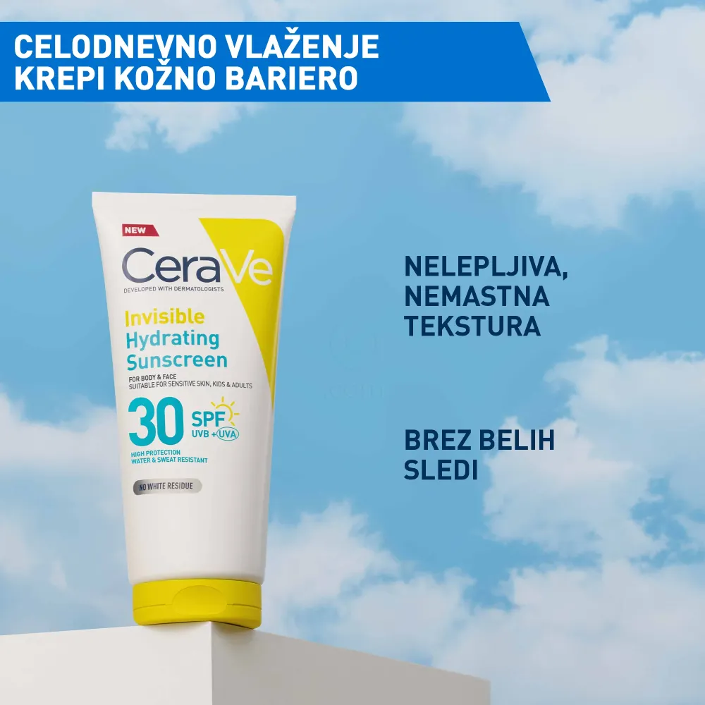 CeraVe Sun, nevidni losjon za zaščito pred soncem - ZF30 (177 ml)